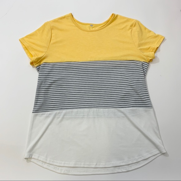 SOLD Color Block Stripe Casual Loose Fit Tee - Picture 3 of 4
